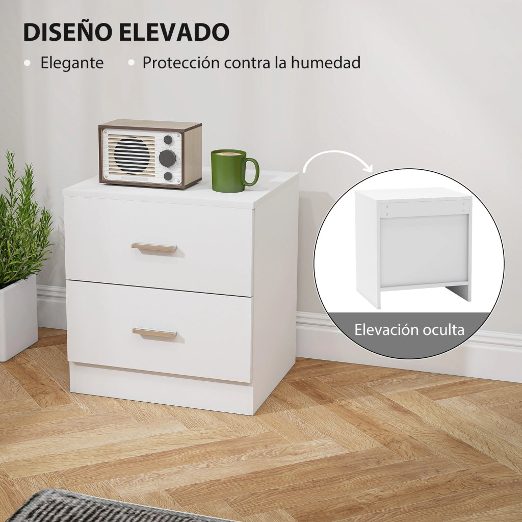 Tavolino da notte con 2 cassetti ¨C Zephmum ¨C Bianco 45x39,5x49 cm