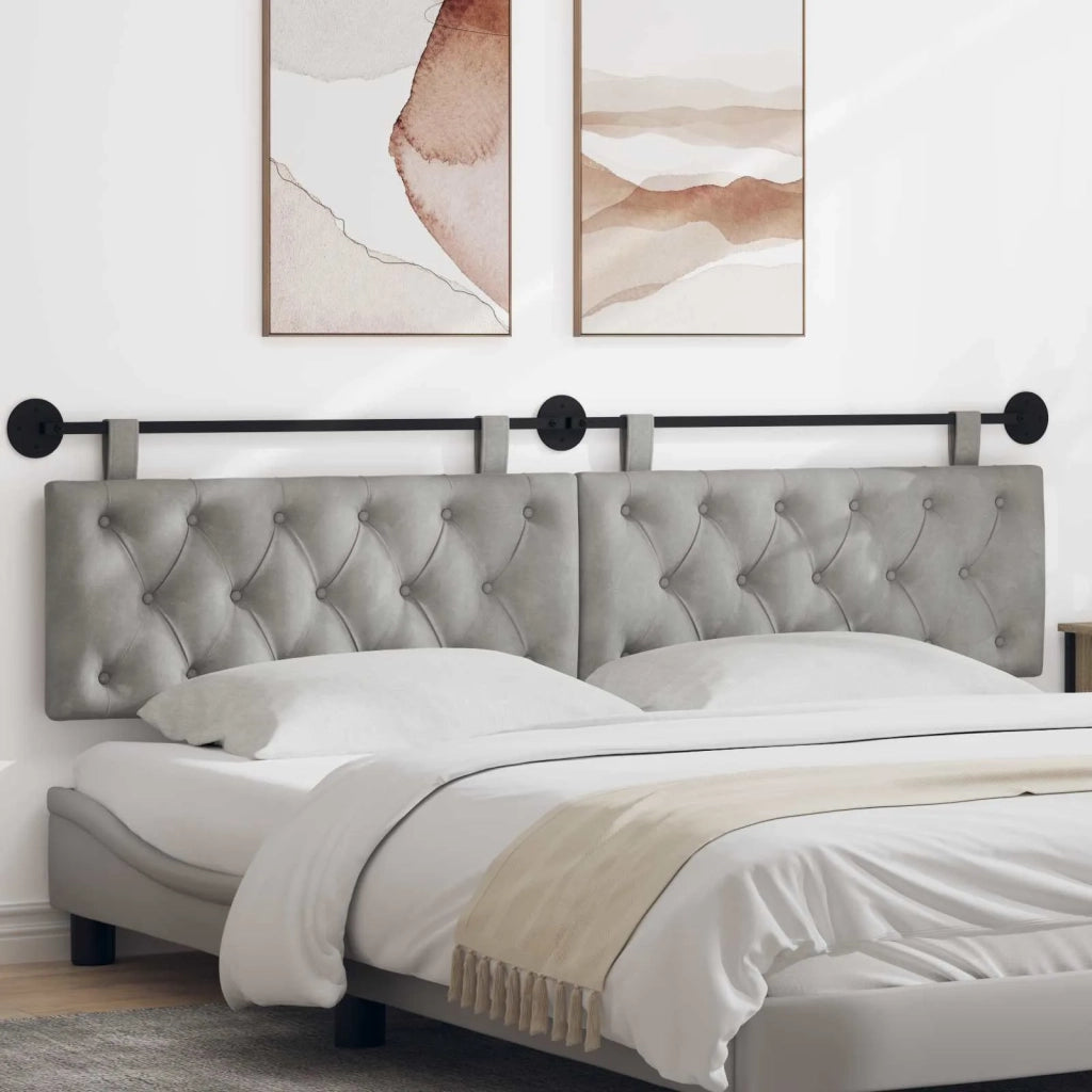 Testiera sospesa Con luce LED Grigio Chiaro Velluto