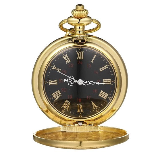 Orologio Vintage - Retro con Quarzo - Uomo/Donna - Antico con Numeri Romani - Cinturino in Acciaio - Incluso Ciondolo - Orologio