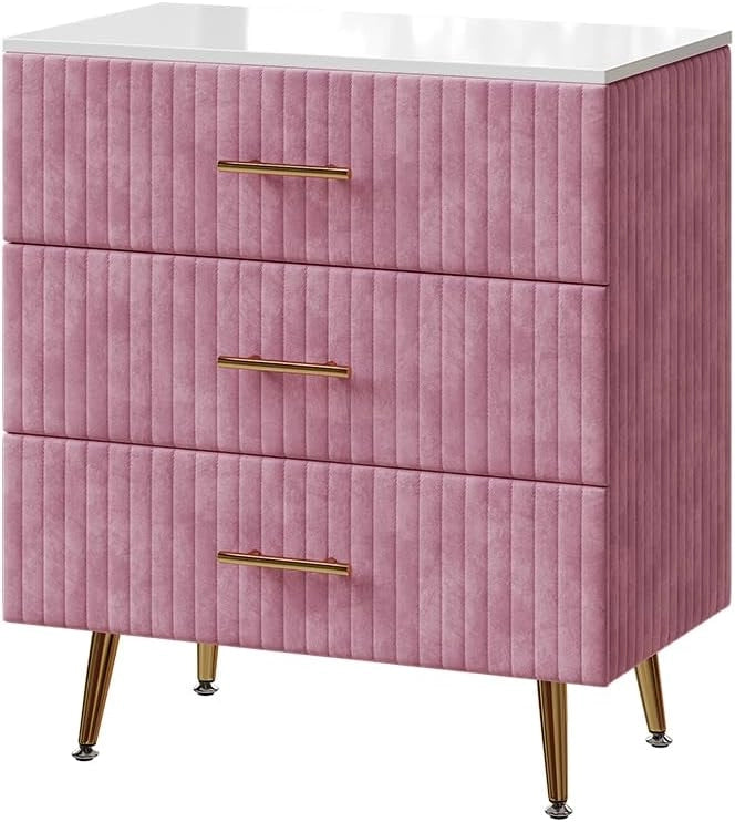 Cassettiera Velia, rosa, 70 x 78.5 cm con 3 cassetti, per riporre abiti e oggetti di uso quotidiano