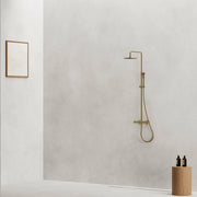 SINED Doccia Da Parete In Acciaio Inox 316L Finitura PVD Oro Miscelatore Termostatico Soffione 25 cm Doccino a Mano Installazione Interno Esterno Modello Levante