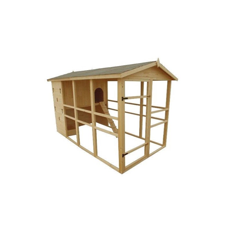 Pollaio XXXL da giardino in legno 175x348 cm – per 8-12 galline – pareti 16 mm voliera e nido di cova – PO1632 Foresta