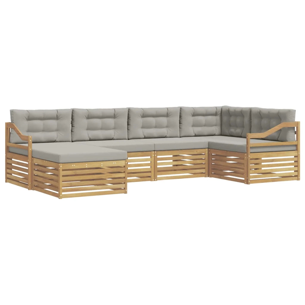 Set di divani da esterno 6 pz Bianco e Grigio Chiaro Poliestere 3390781