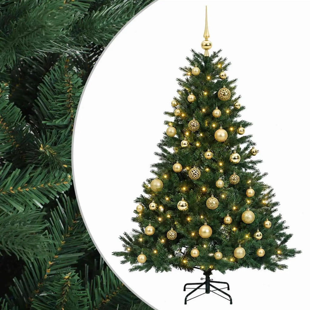 Albero di Natale artificiale con palline 120 cm 150 LED 3465655