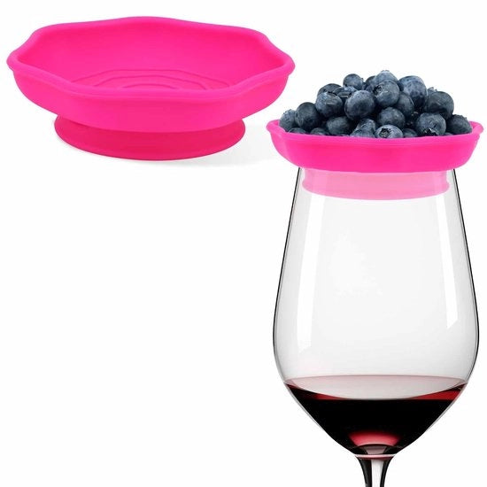 Vassoio per vini con sottopiede in silicone - Ideale per feste - Color rosso - Supporto per bicchieri da vino - Perfetto per bar e ristoranti