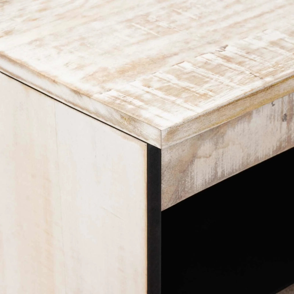 Credenza Bianco 60 x 33,5 x 75 cm Legno di mango massello