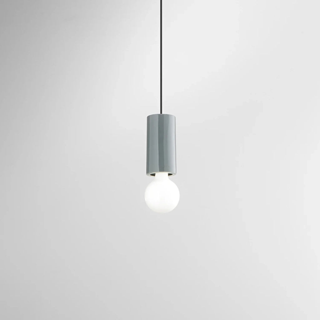 Sospensione Minimal Idea Ceramica Grigio Lucido 1 Luce E27 Ip20