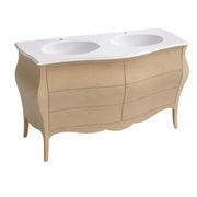 Mobile bagno 6 cassetti bombato con doppio lavello legno grezzo 162x58x83 - Mobili 2G