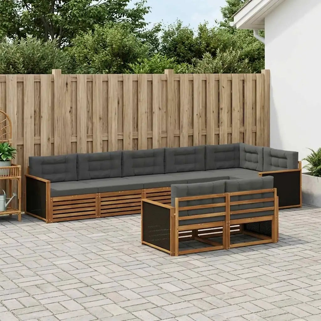 Set di divani da esterno 8 pz Naturale e Antracite 3383495