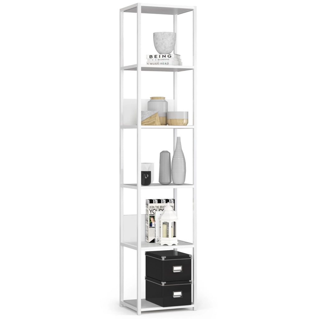 Scaffale stilo loft con ripiani in legno 40 cm Bianca 40 cm 40x32x192 cm