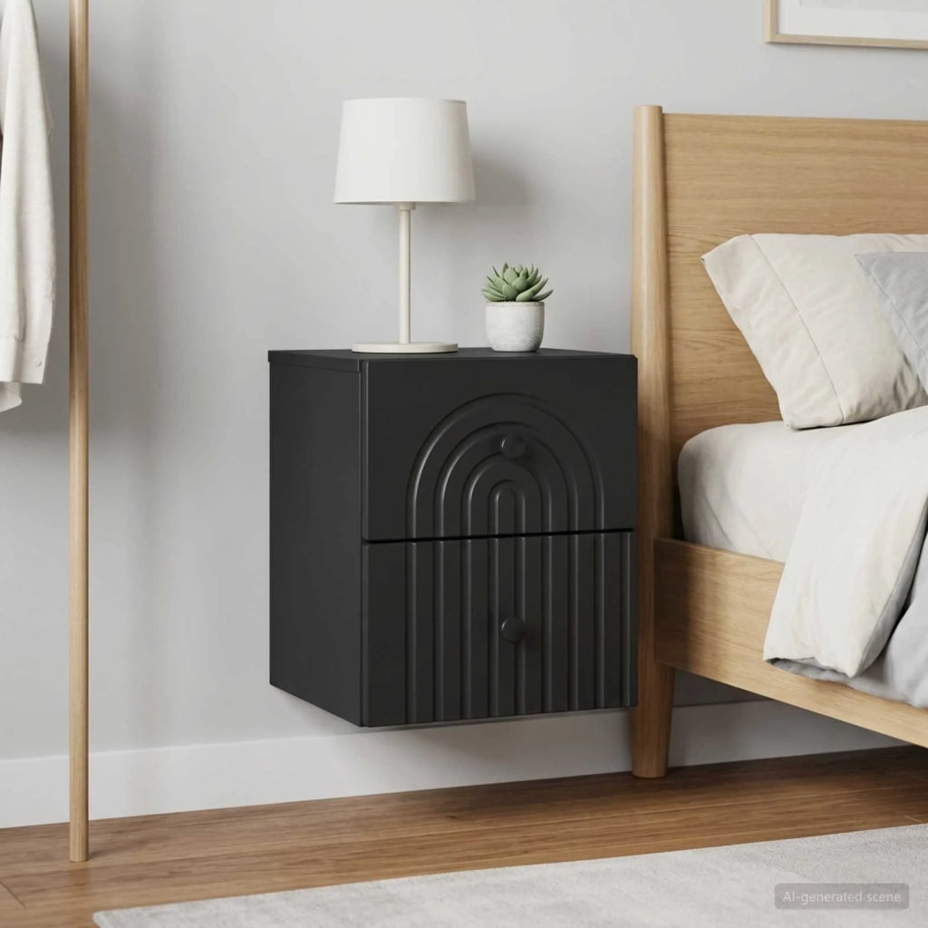 Mobiletto da notte a muro 2 pcs Nero 33 x 34,5 x 40 cm 898128