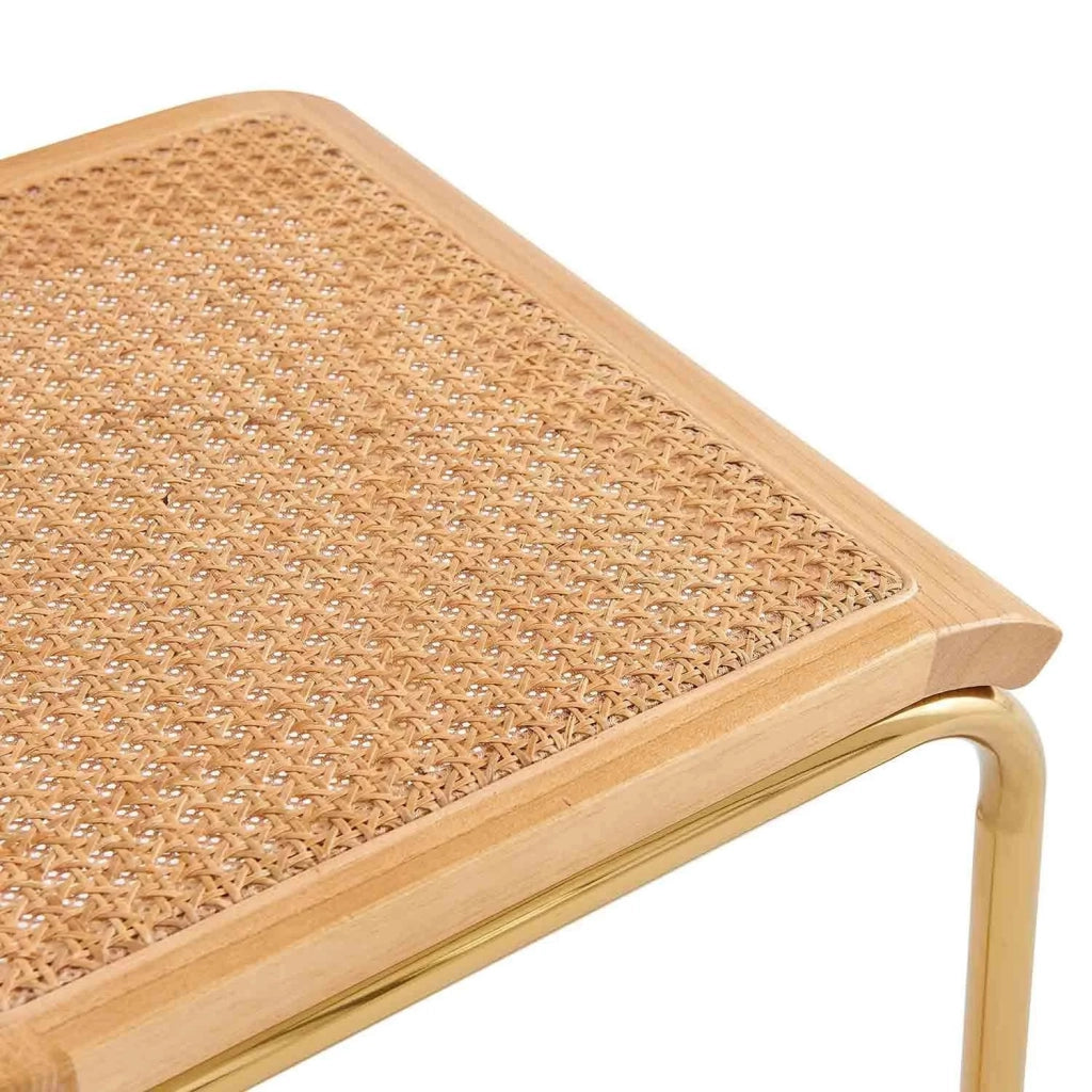 LÚZETE - SEDIA WEBSTER RETTA RATTAN NATURALE GAMBE DORATE
