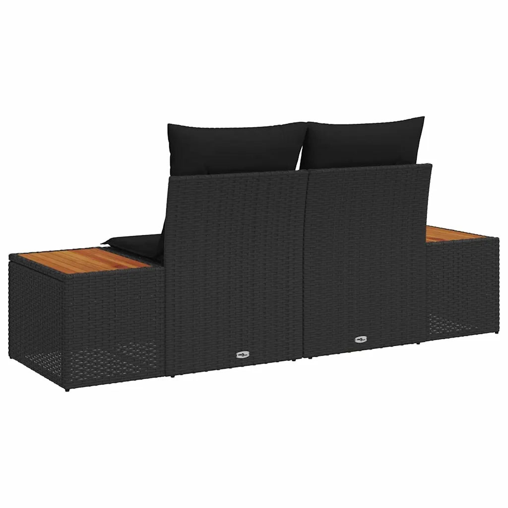 vidaXL Divano da giardino Nero 184 x 62 x 85cm polyrattan