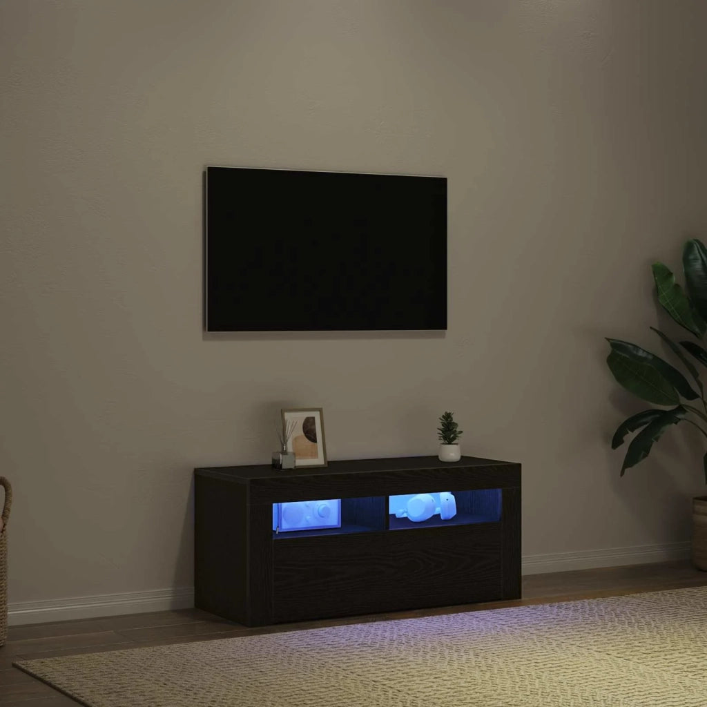 Mobile TV Rovere Nero 90 x 35 x 40 cm Legno multistrato 862560