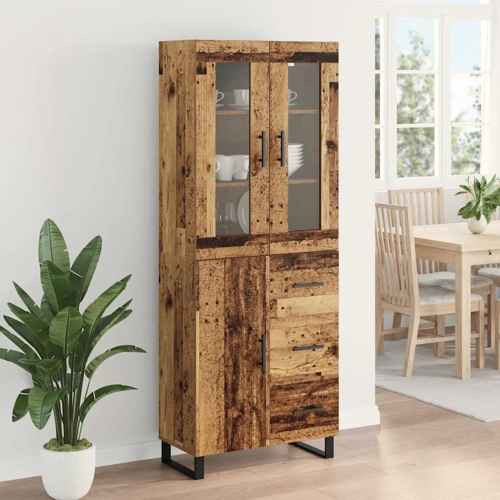 Credenza 2 pz | Madia | Buffet da pranzo | Armadio da pranzo Legno vecchio Legno Stratificato e Vetro