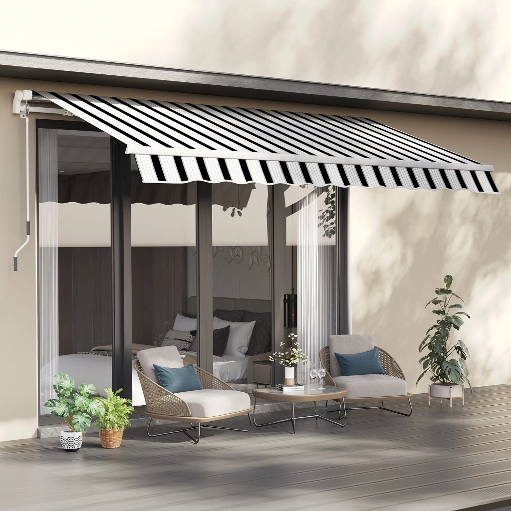 Tenda da sole retrattile a manovella ¨C zephmum ¨C blu e bianco, 395x245x350 cm