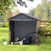 Capanno da Giardino 1.1x2 m con Porta Avvolgibile, Tenda Garage per Bici e Moto, Grigio Scuro