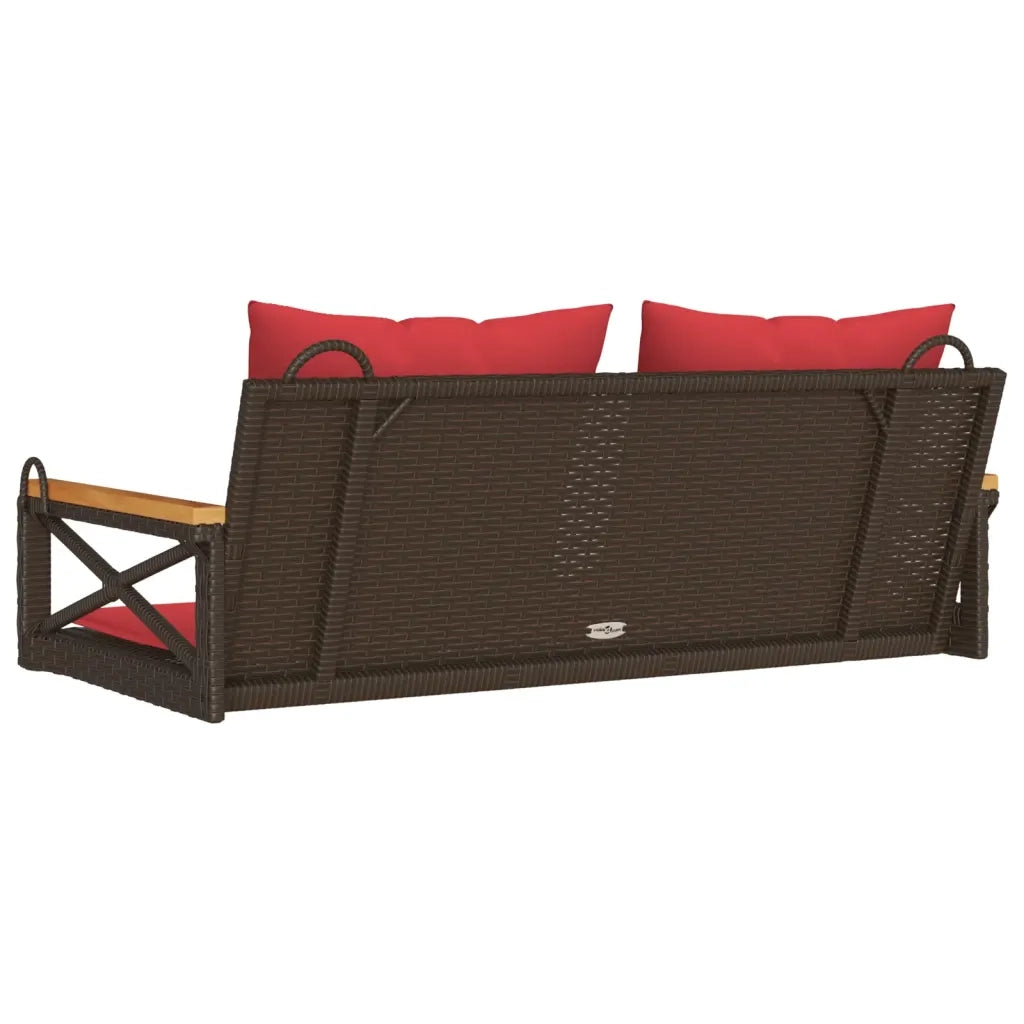 Panchina Dondolo con Cuscini Marrone 109x62x40 cm in Polyrattan 368158