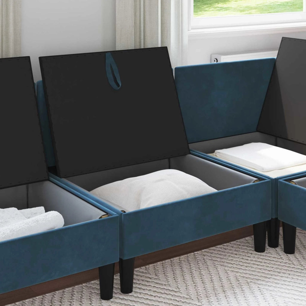 Divano | Divano da soggiorno | Sofa Centrale con Spazio di Archiviazione Blu Velluto