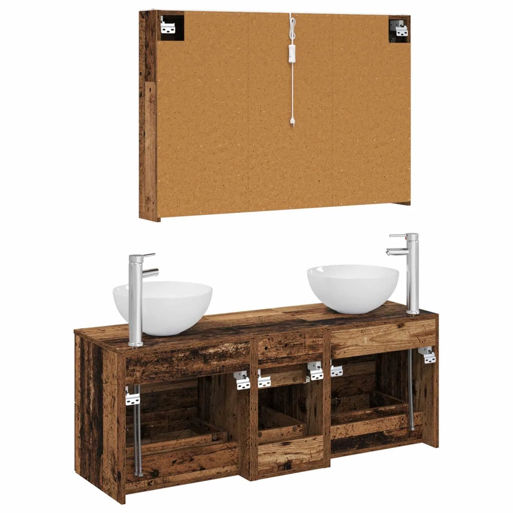Set di mobili per il bagno 4 pcs Legno antico 3406749