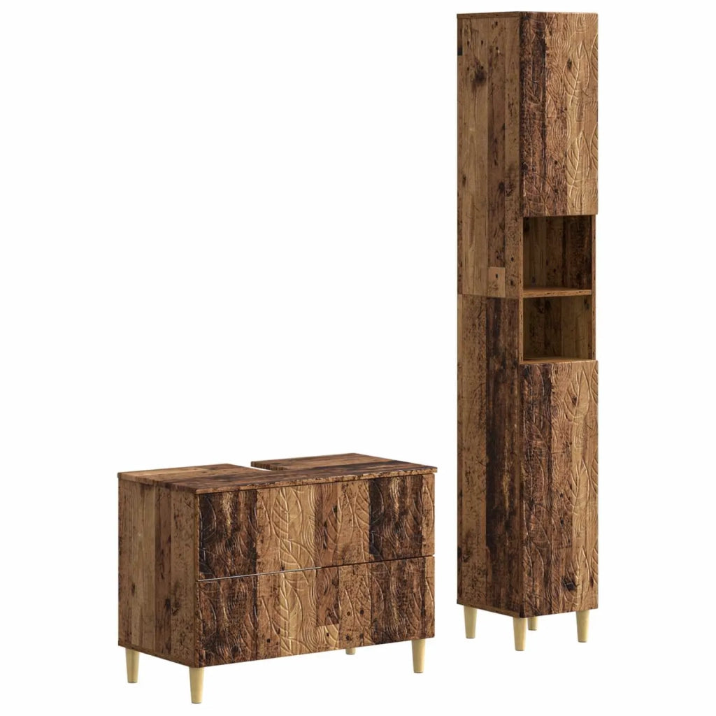 Set di Armadi da Bagno da 2 Pezzi DELFT Legno antico 3417547