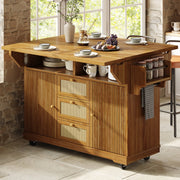 TAVOLO carrello cucina pieghevole 142,5x80x95 cm MDF e metallo marrone scuro