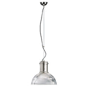 Lampada a Sospensione BEK in Vetro Trasparente Rigato con Struttura in Metallo Nichelato, Attacco E27, IP20, 75W - Rossini Group