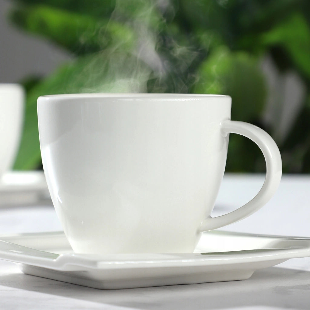 Set di 6 tazze da caffè bianche KADAX da 220 ml in porcellana, idea regalo.
