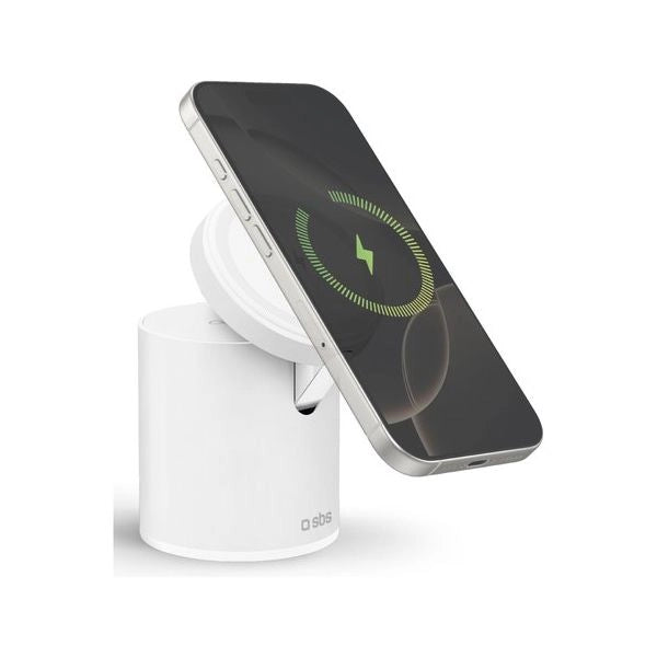Caricabatterie sbs tewirmagfold2in1 magnetic power dock 2in1 white
