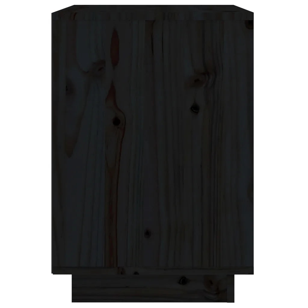 Comodini 2 pz Neri 40x35x50 cm in Legno Massello di Pino 813324