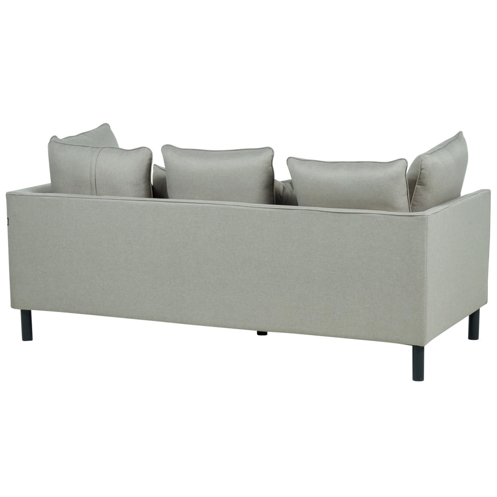 Divano a 3 Posti Imbottito in Velluto Grigio con Gambe in metallo nero stile classico moderno