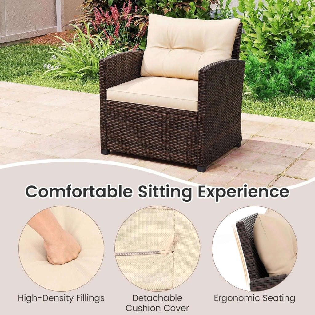 Set di mobili da giardino in rattan per balconi, piccoli spazi, mobile da esterno, balcone, set da 2 e 3 pezzi, poltrone e tavolo