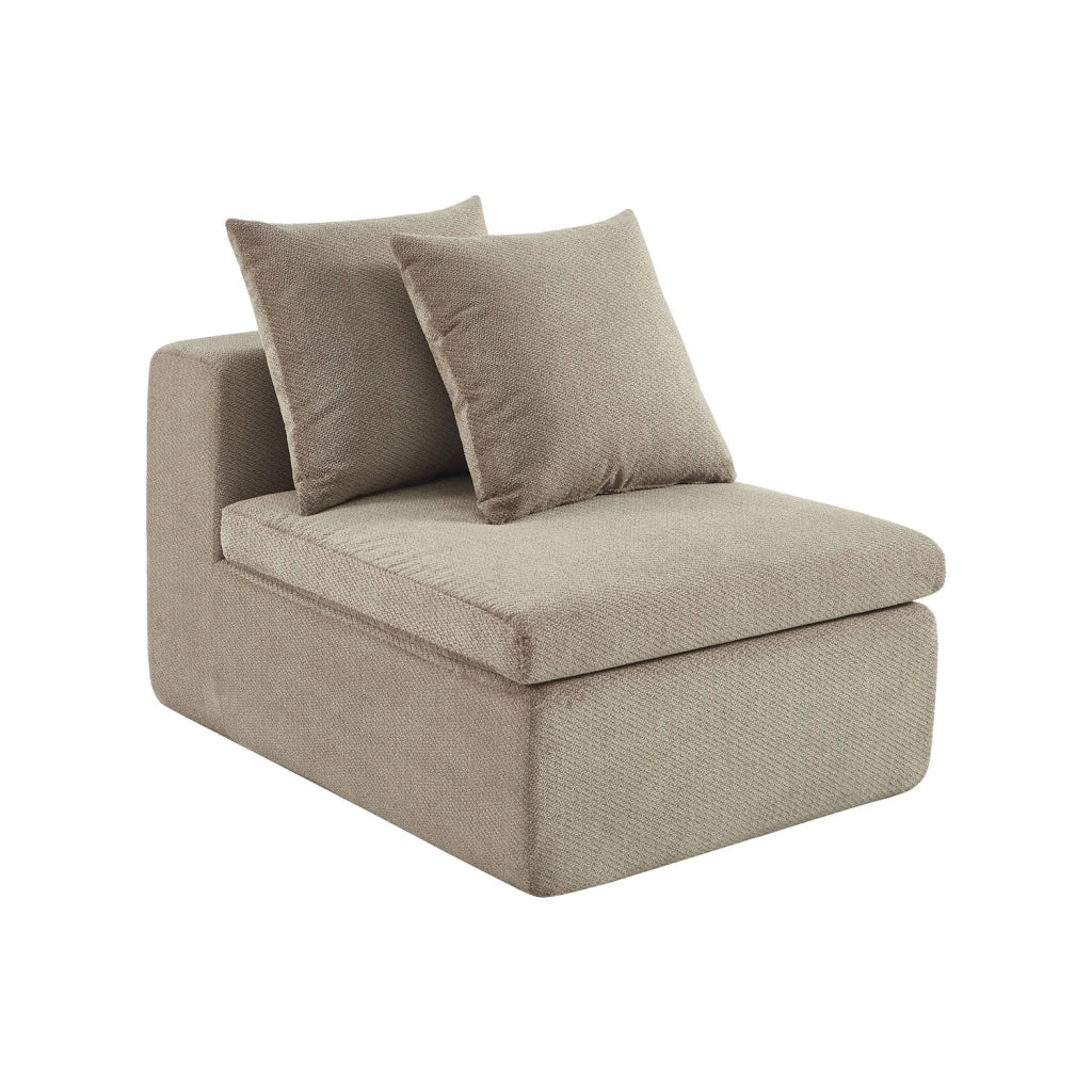 Poltrona per divano modulare in tessuto ciniglia, beige scuro