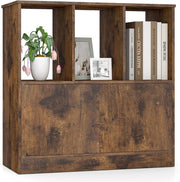 Libreria con 3 Cubi Aperti e 2 Ante, Scaffale a 2 Livelli, Mensola Moderna da Terra in Legno, per Soggiorno, Studio e Camera da Letto, 70 x 30 x70 cm (Marrone Rustico)