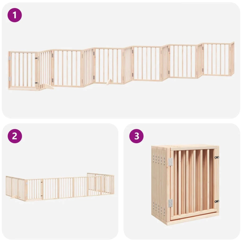 Cancelletto di sicurezza per animali domestici porta pieghevole 12 pannelli legno di pioppo marrone 02_0023145