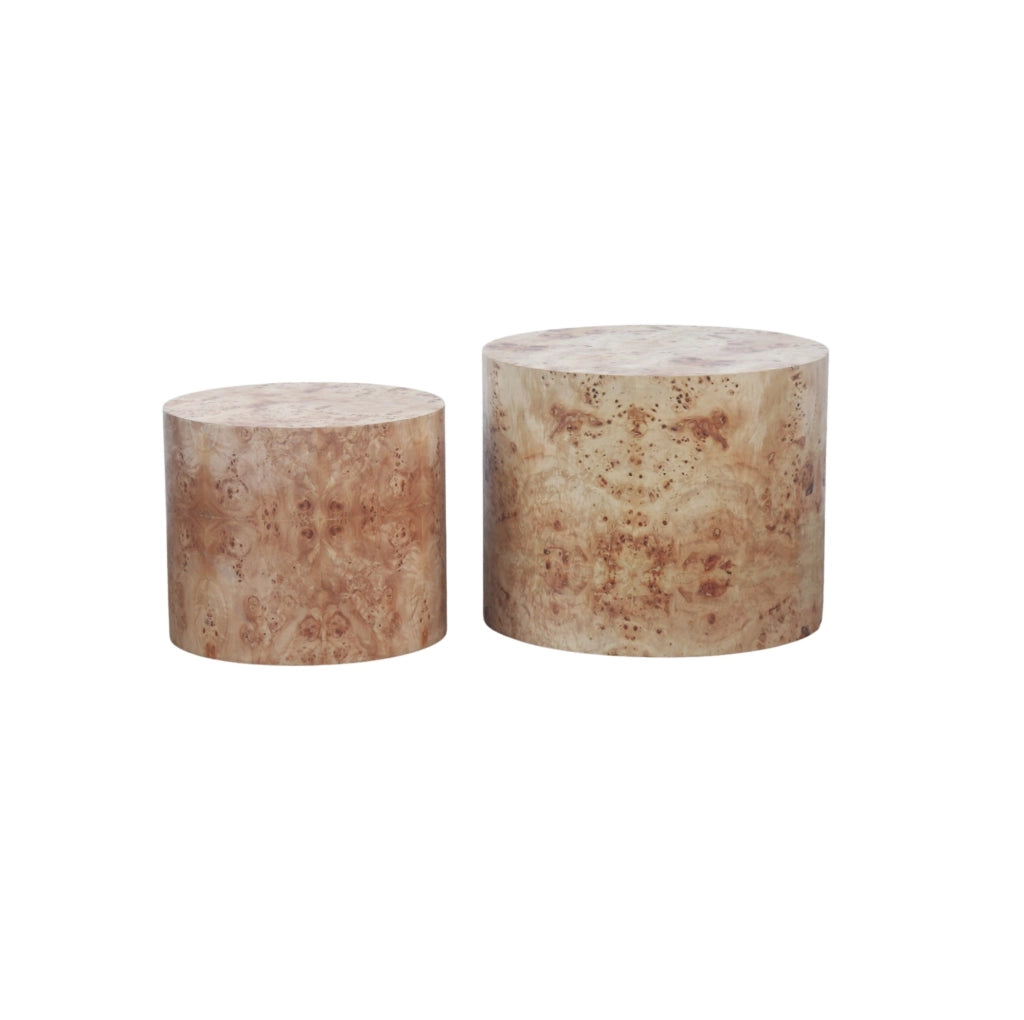 Set di 2 tavolini impilabili; design farmhouse; legno naturale