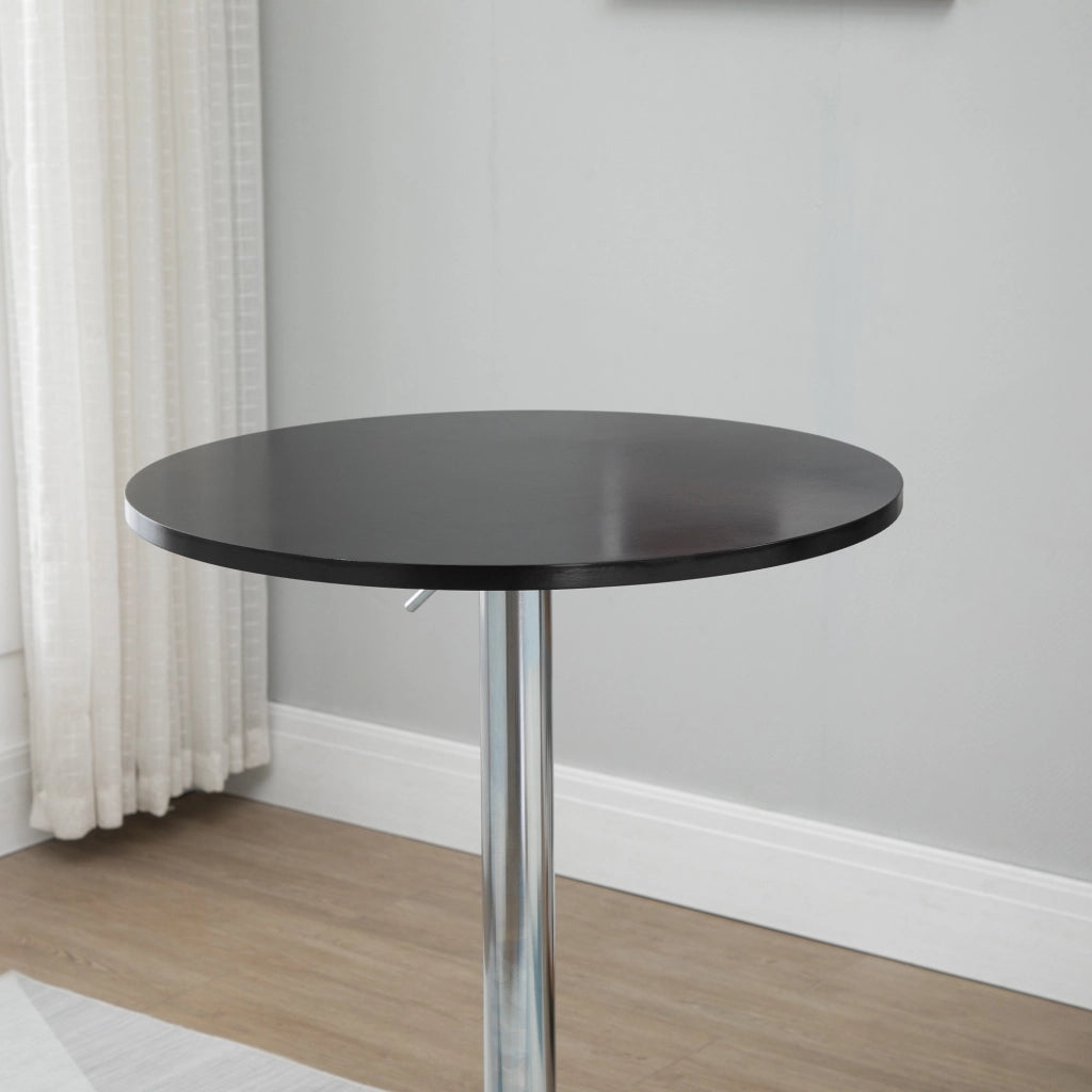 Tavolo da pranzo - bar rotondo - altezza regolabile - girevole - acciaio nero - Ø61x70-97 cm