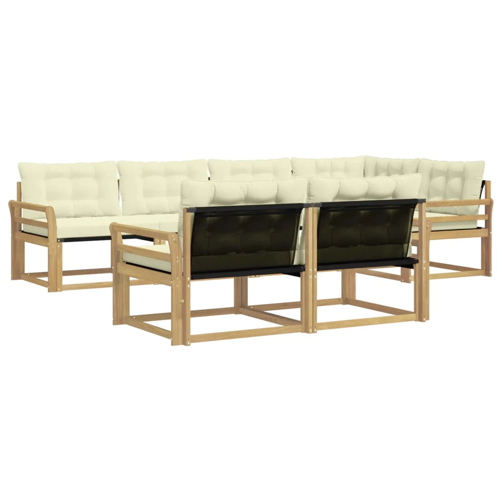 Set di divani da esterno con cuscino 7 pcs Bianco e Crema