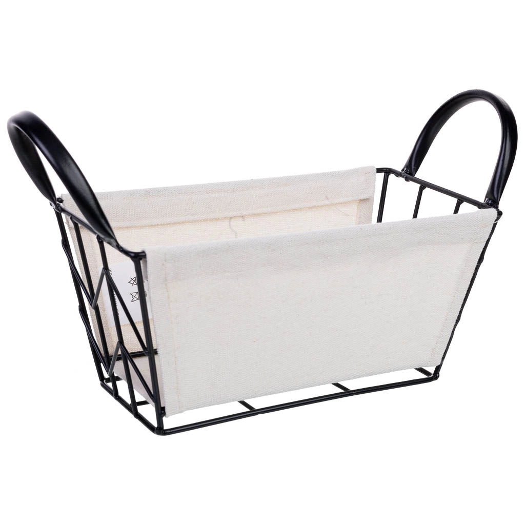 Cesto di stoccaggio in metallo e tessuto 25x13x12/21