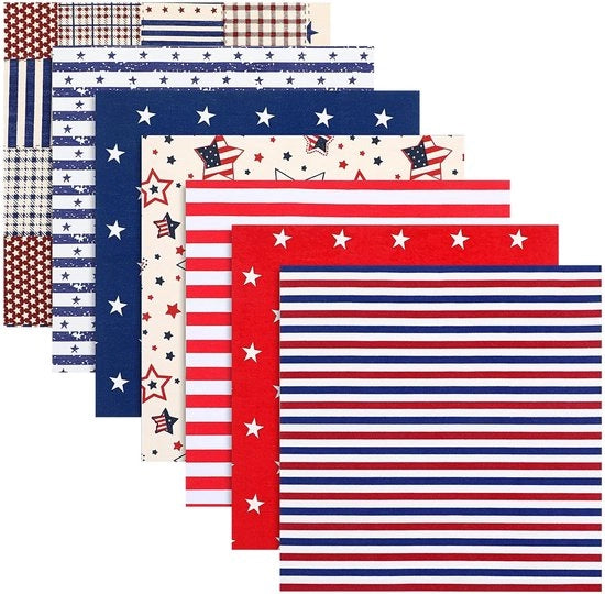 Pacchetto di stoffa per patchwork da 7 pezzi - tessuto di cotone manufatto a mano - materiali per progetti di cucito - dimensioni 25x25 cm - pacchetto di stoffa