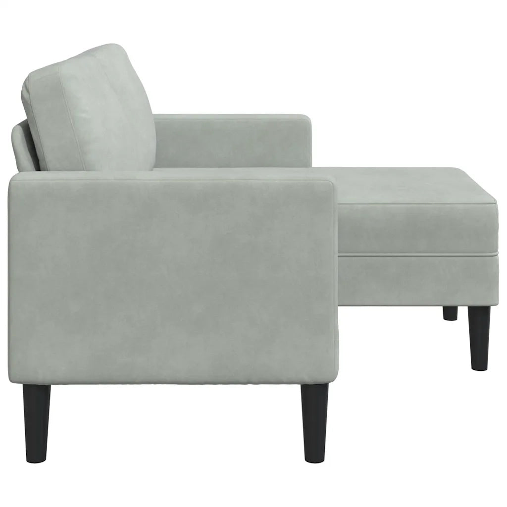 Divano 2 Posti con Chaise a L-Sofa 2 Posti con Chaise Grigio Chiaro 125 cm in Velluto