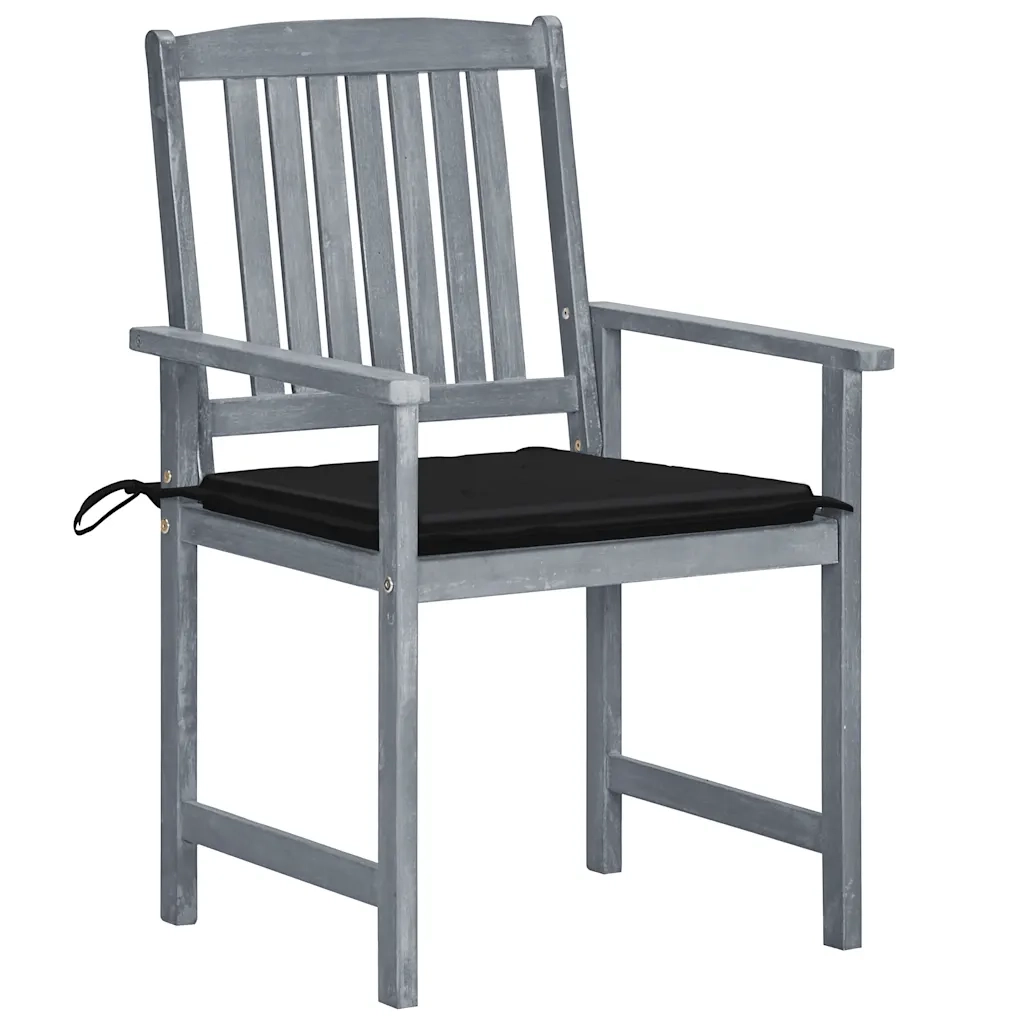 Sedie da Giardino con Cuscini 8 pz in Massello di Acacia Grigie 3078229