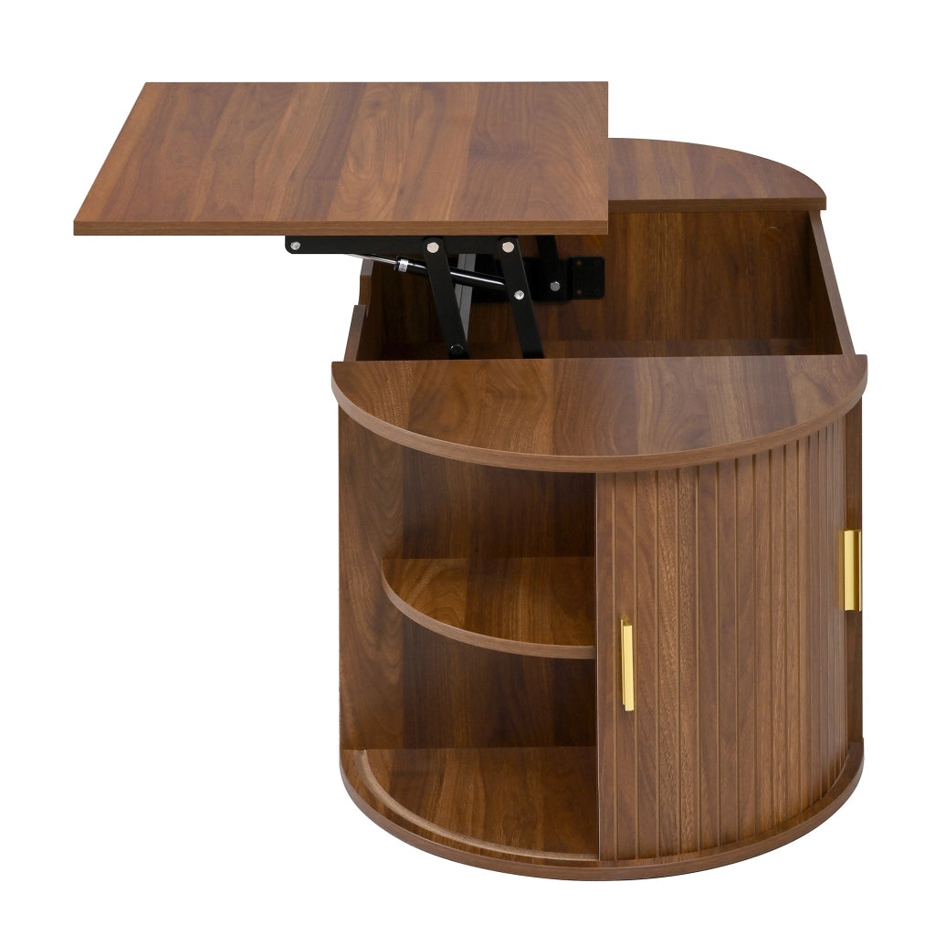 TAVOLINO sollevabile 100x50x40,5 cm Nussbaum MDF con 2 ante scorrevoli