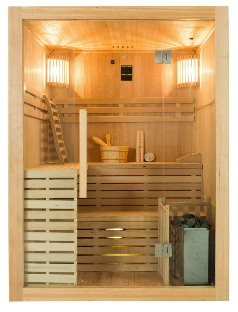 Sauna Finlandese ad Infrarossi 4 Posti 150x150 cm H200 in Legno di Abete Sense 4