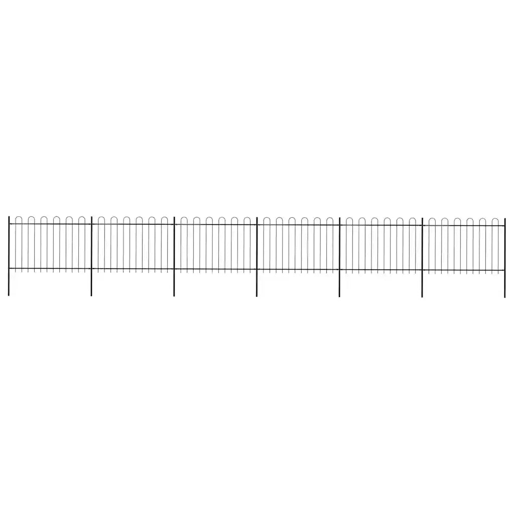 Recinzione da Giardino con Parte Superiore ad Anello in Acciaio 1005x120 cm Nera 277670