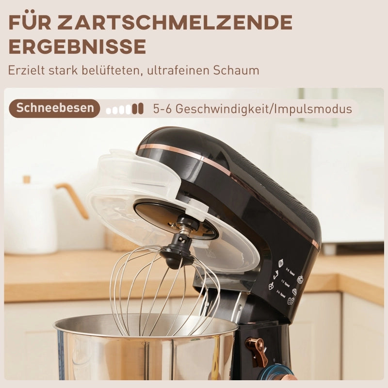 Robot da cucina, impastatrice, frullatore, 6 velocit¨¤, ciotola in acciaio inox da 5,5 litri, nero