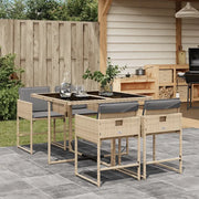 Set Pranzo da Giardino 5 pz con Cuscini Beige Misto Polyrattancod mxl 110936