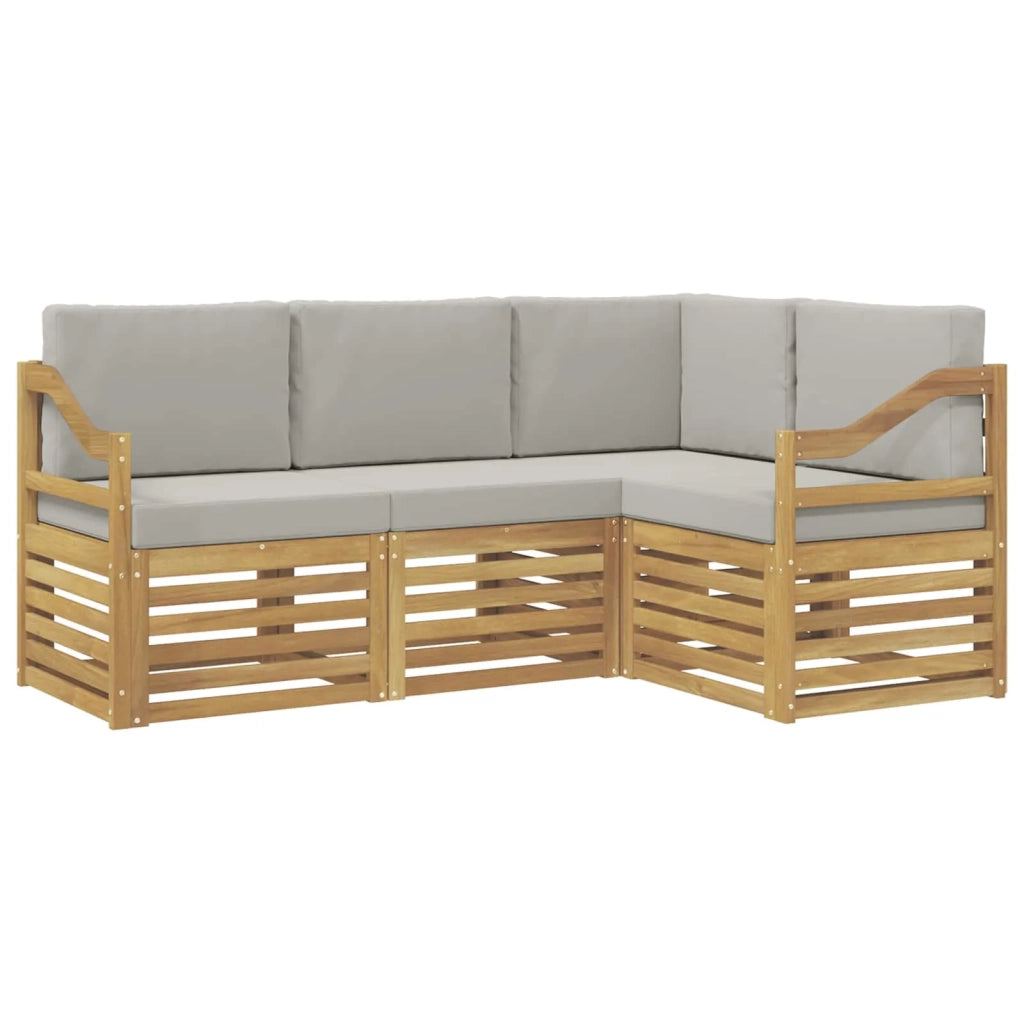 Set divani 4 pcs Bianco e Grigio Chiaro 185,5 x 126,5 x 73 cm