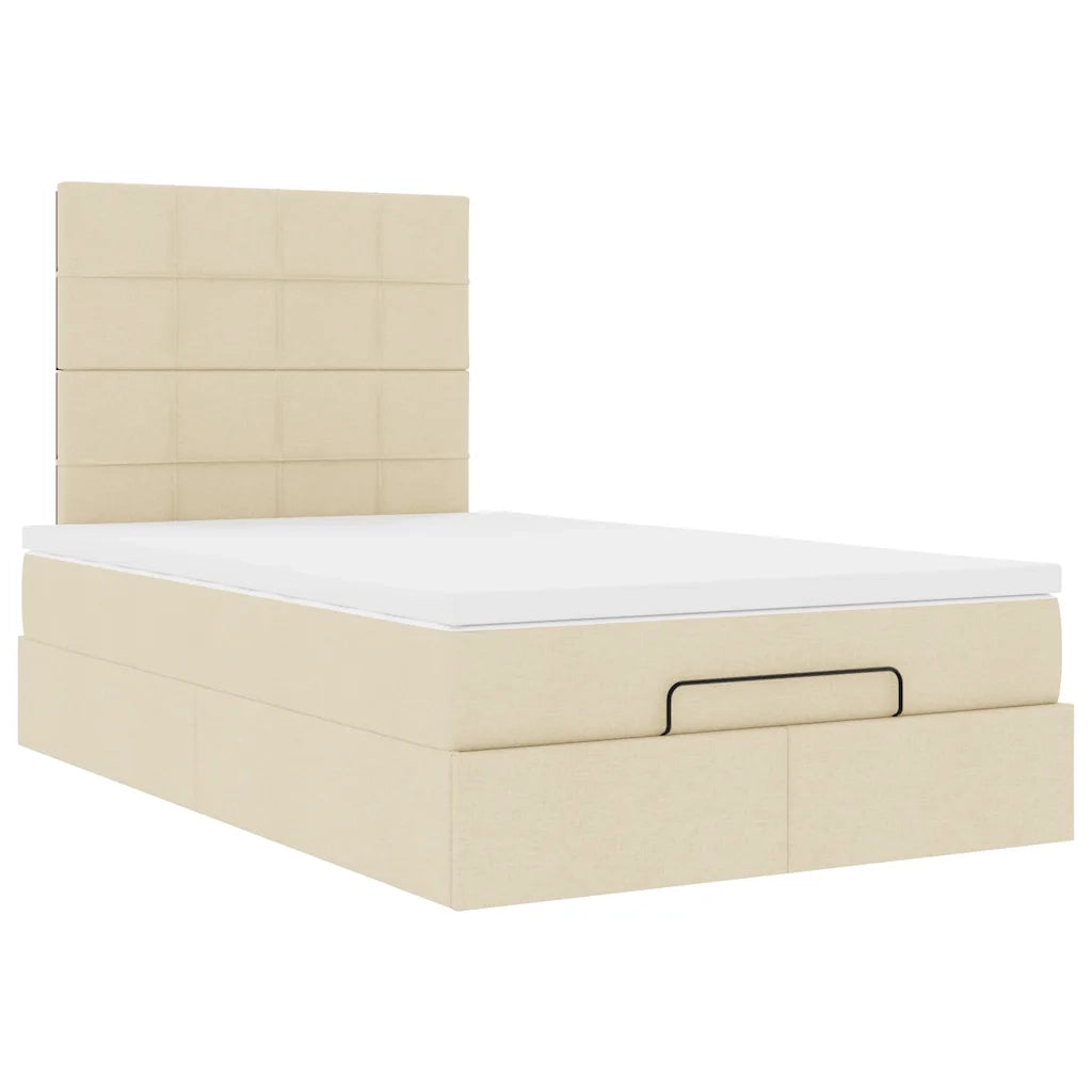 Struttura Letto Pouf con Materasso Crema 120x190 cm in Tessuto 3313145