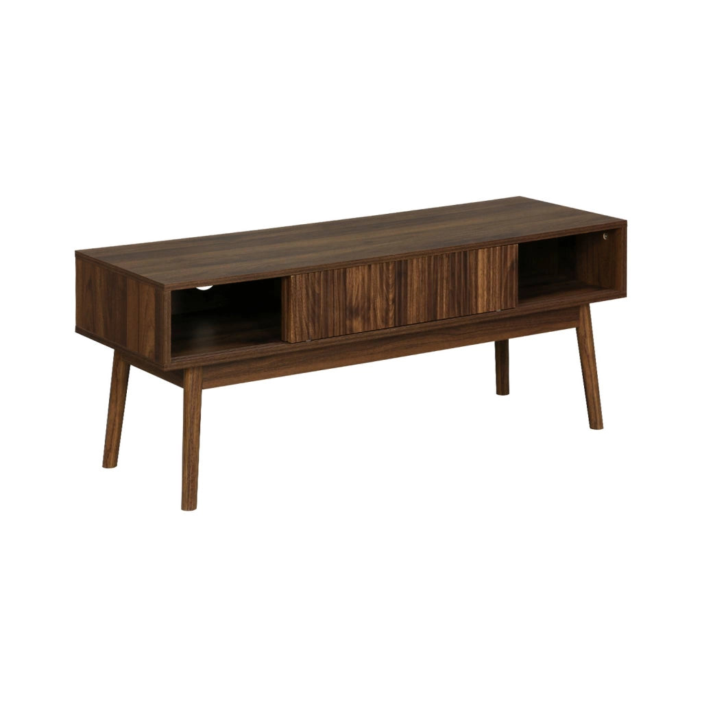 Mobile tv scandinavo a 2 ante effetto legno, 115cm, marrone scuro